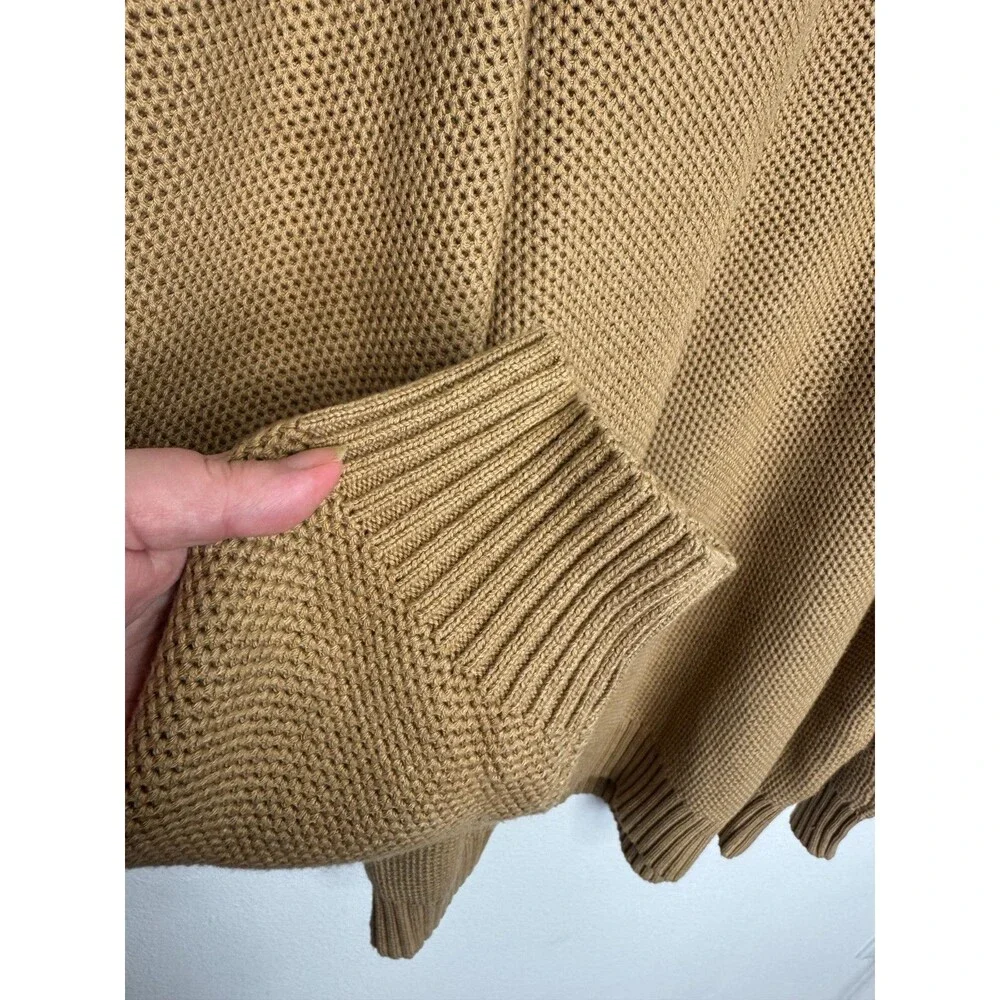 J.Crew XL Cotton Honeycomb Knit Half-Zip Heather Acorn Pullover Long Sleeve